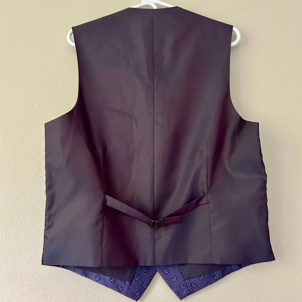 New Van Heusen Studio Purple Paisley Dress Vest Formal Suit Waistcoat formal M